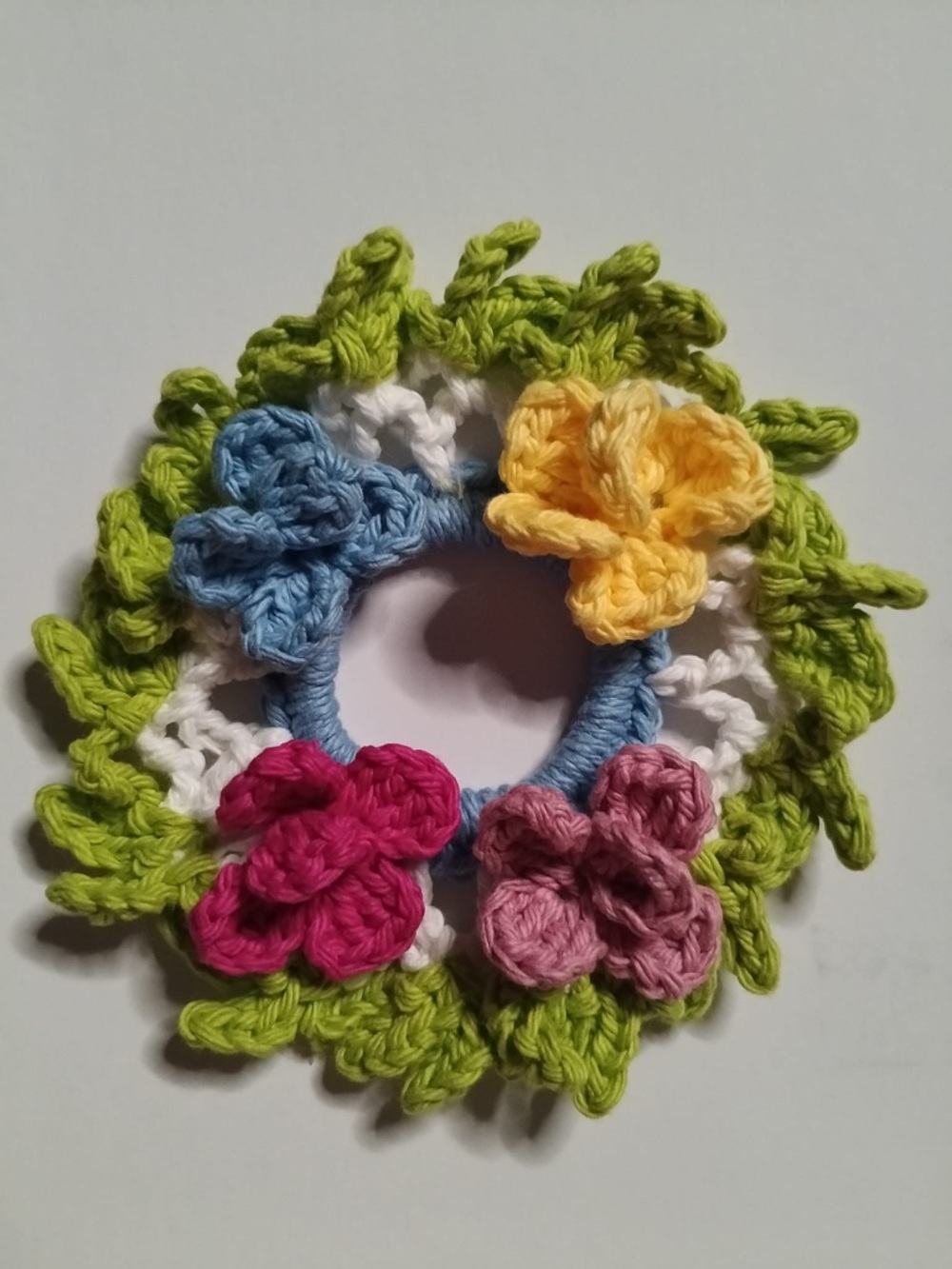 Handmade Multicolor Crochet Floral Hair Scrunchie